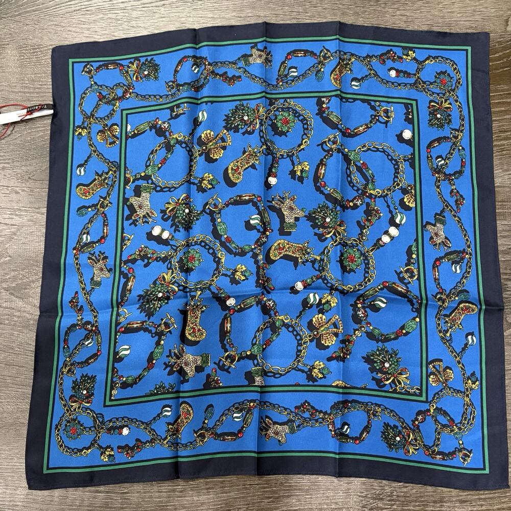 Talbots | Silk Scarf NWT Chain Jewelry Bracelet Christmas Blue Navy